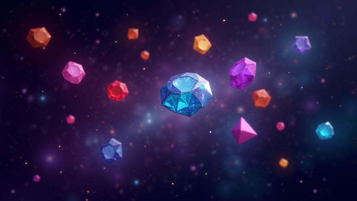 Colorful gems floating in a galaxy full of stars.