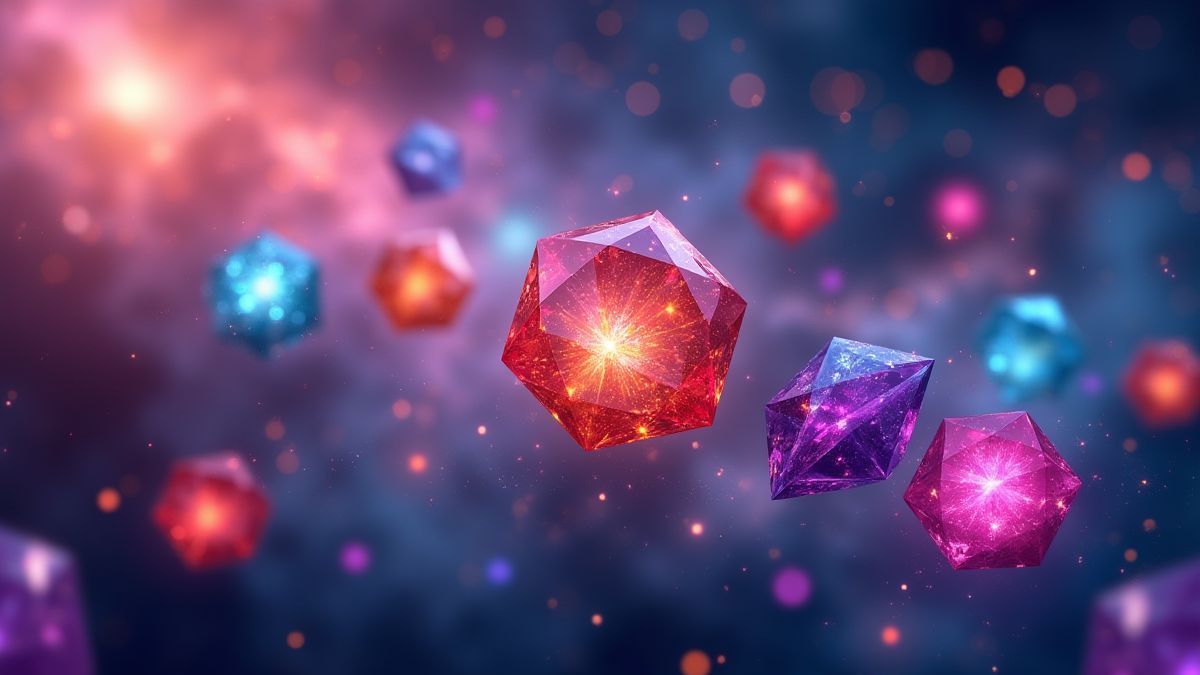 Gemas coloridas flotando en el espacio exterior.