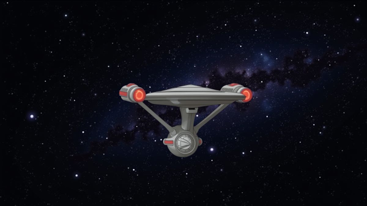 Galáxia estrellada com uma nave espacial