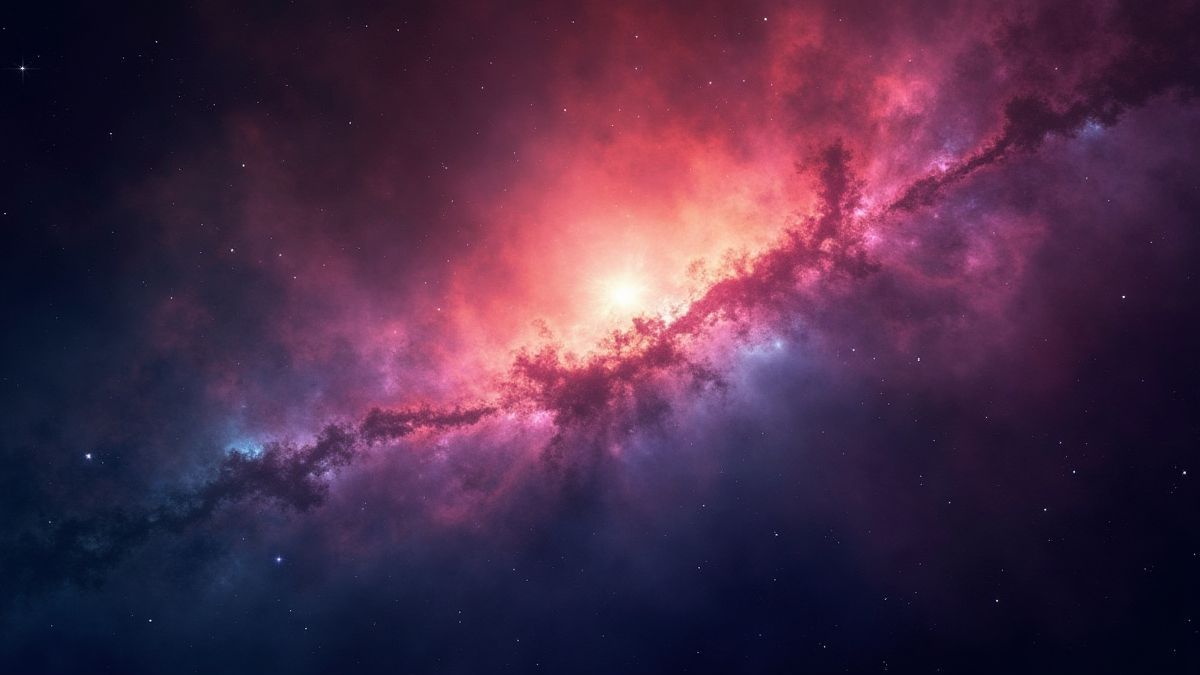 Imagem de uma nebulosa brilhante com cores vibrantes.