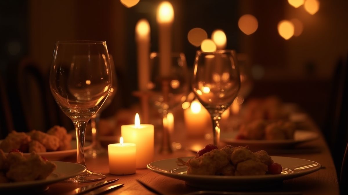 Cena romántica a la luz de las velas