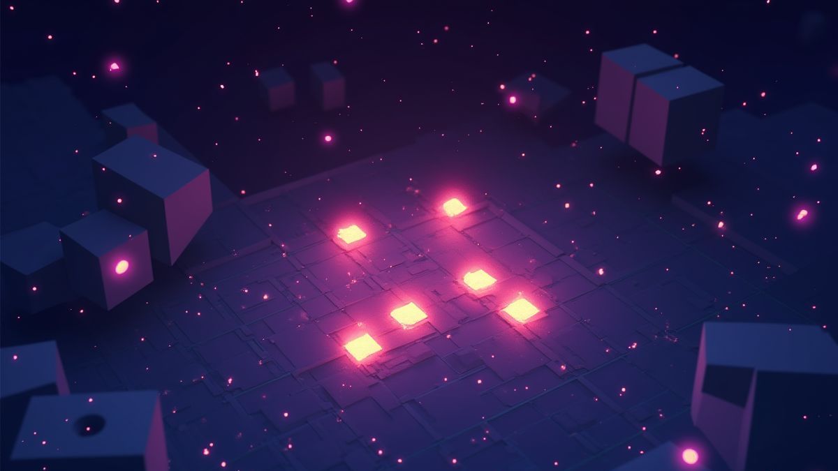 Bonus game with glowing blocks in a space environment.