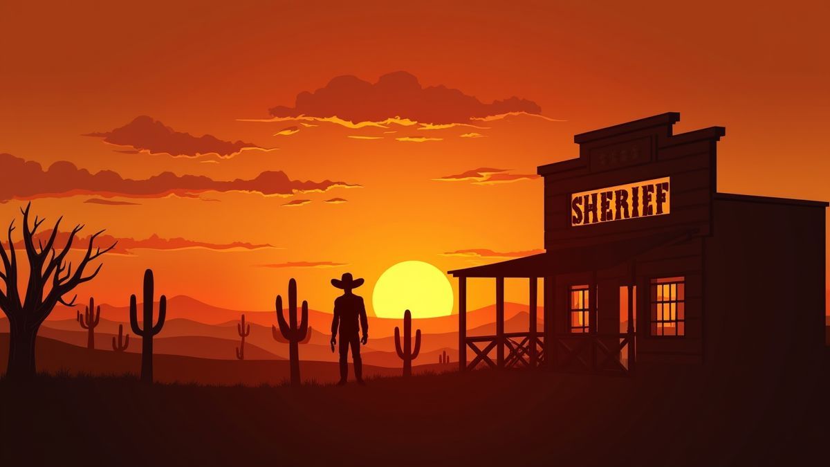Sheriff in de zonsondergang van het Wilde Westen.