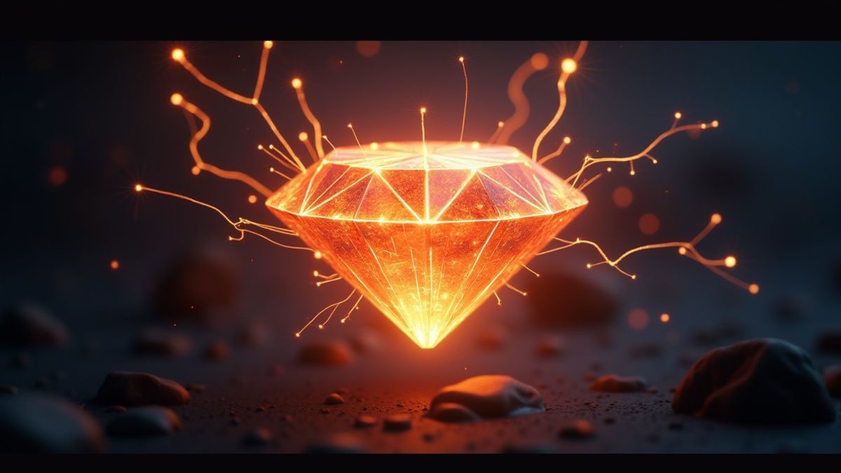Een schitterende diamant omringd door elektrische vonken