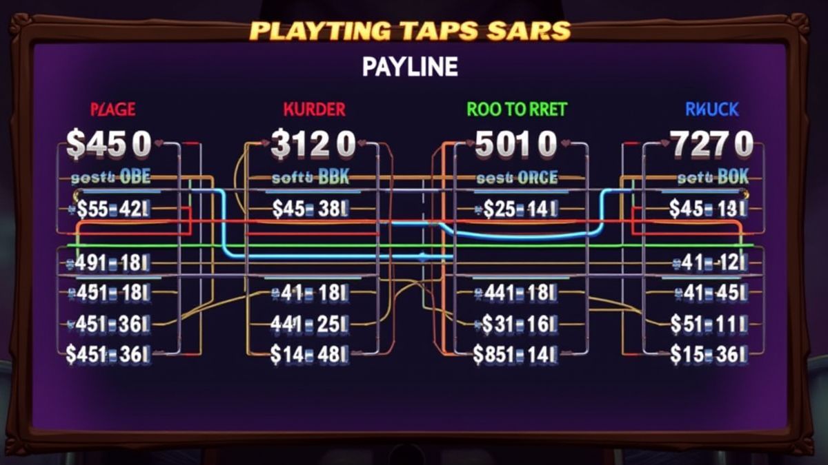 Colorful diagram of paylines on a glowing screen
