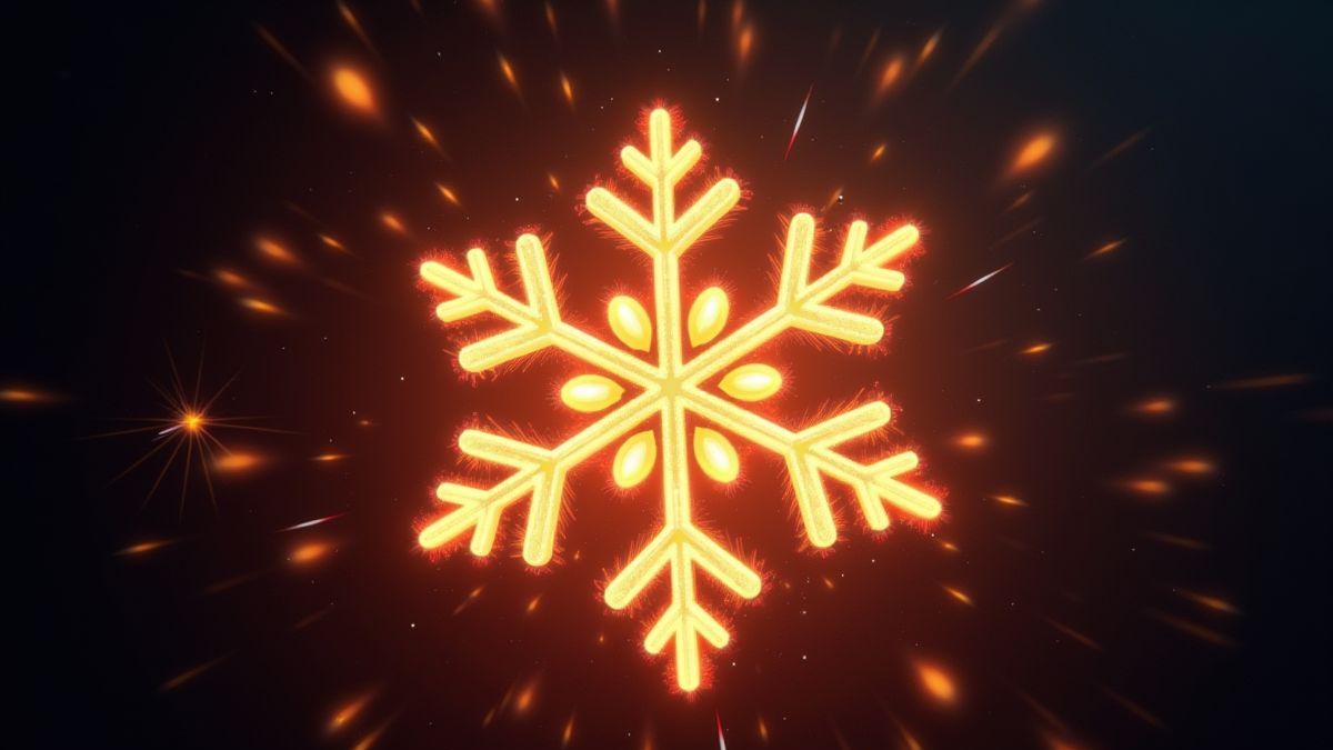 Símbolo de copo de nieve brillante rodeado de destellos