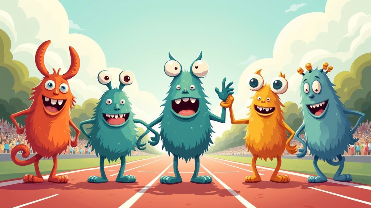 Monsters klaar om een race te starten