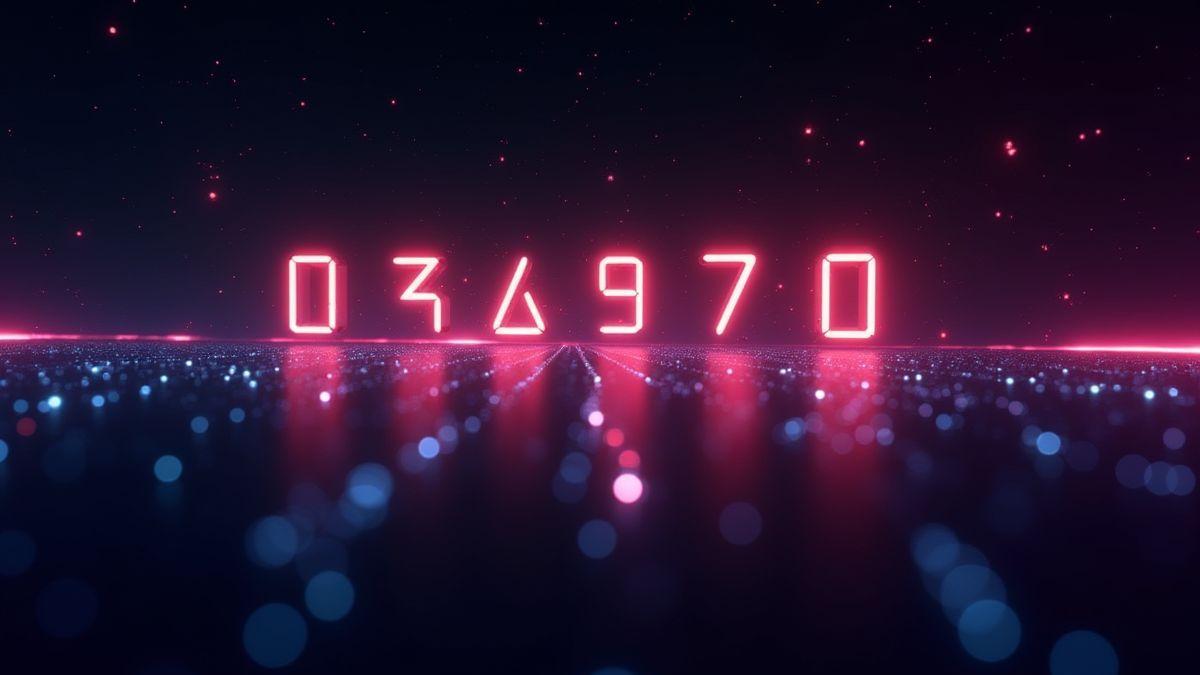Números brillantes alineándose en una interfaz futurista.