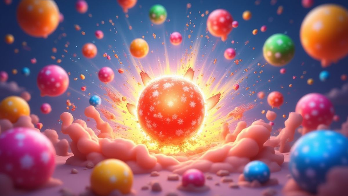 Explosión de caramelos y estrellas desbloqueando nuevos niveles.