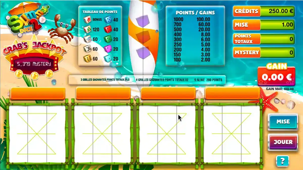 Summer Dice 2 base game screen
