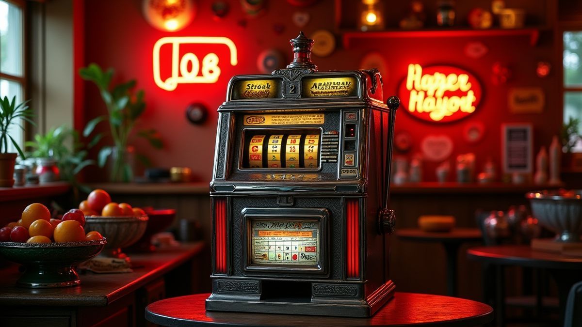 Machine rétro de machines à sous avec décoration vintage