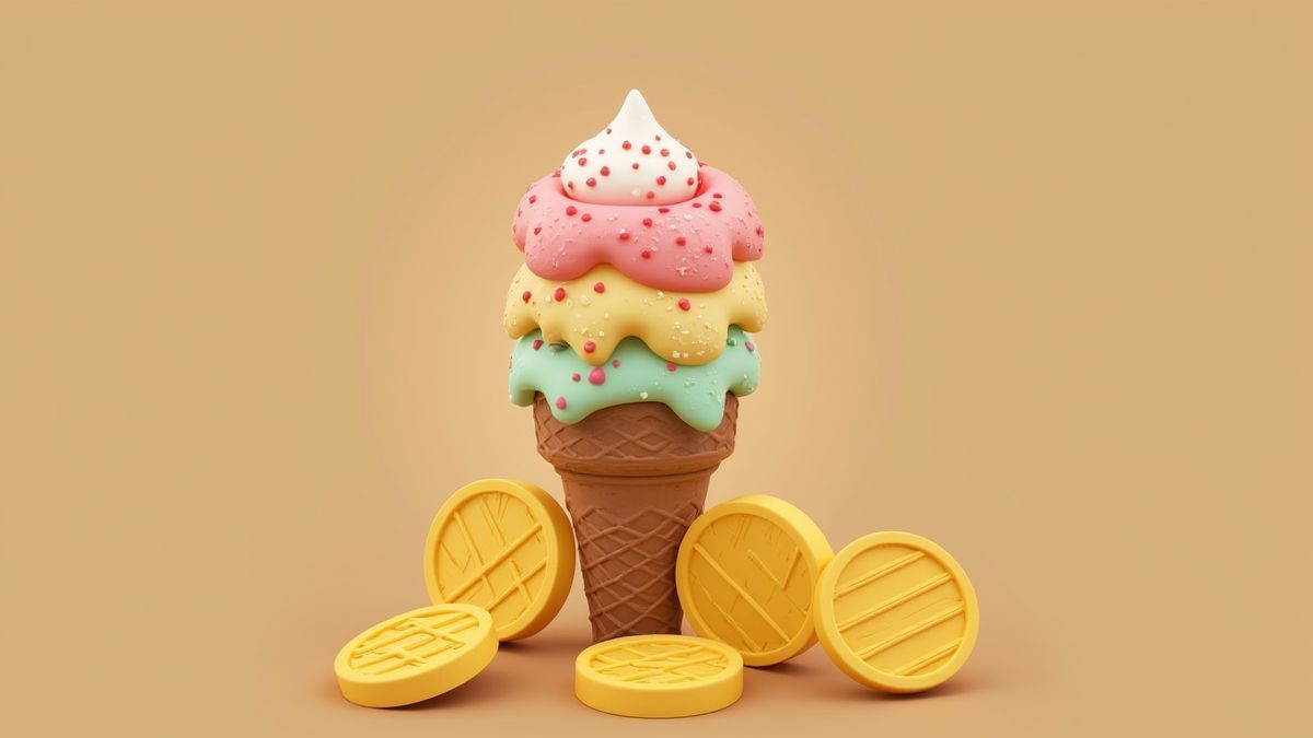 Eiscreme-Kegel mit goldenen Waffeln als Bonussymbole.