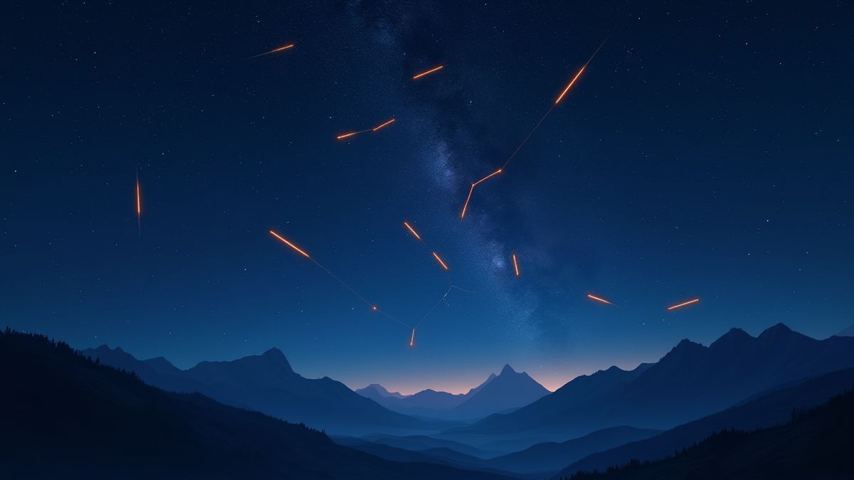 Starry sky with glowing constellations.