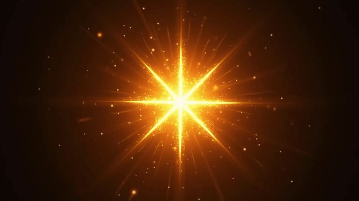 Símbolo de estrella dorada brillando con destellos.