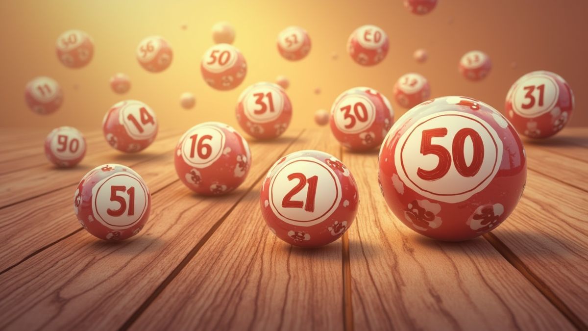 Bolas de bingo sobre una mesa de madera.