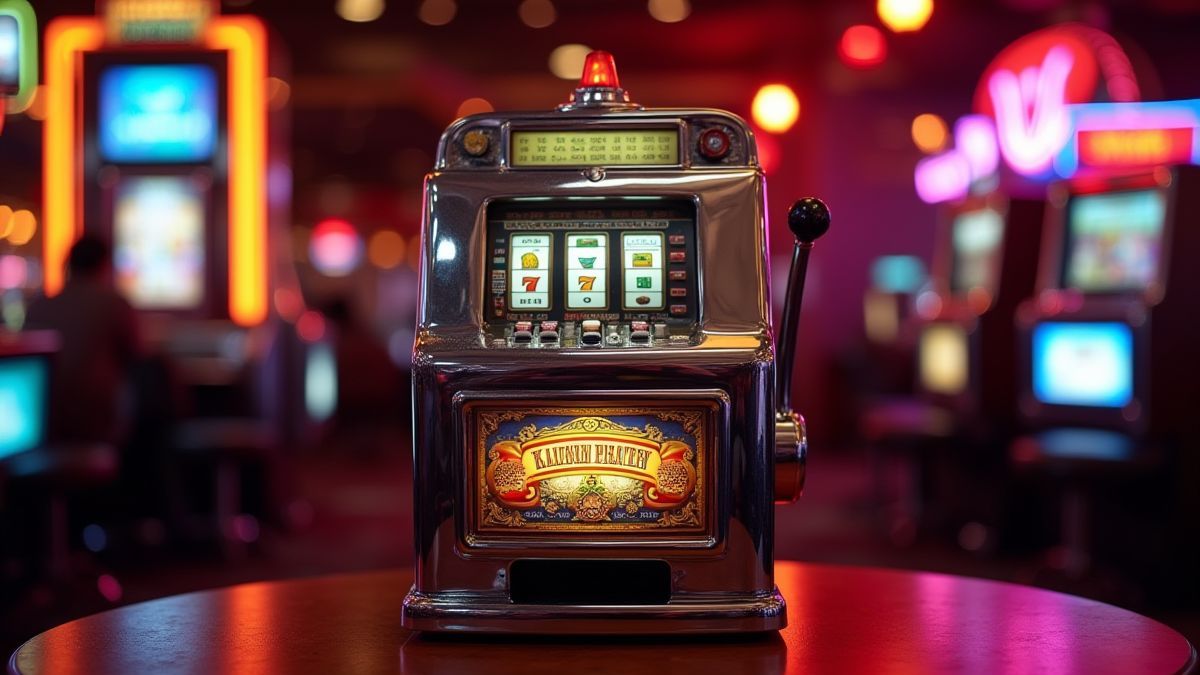 Vintage gokkast in een retro casino.