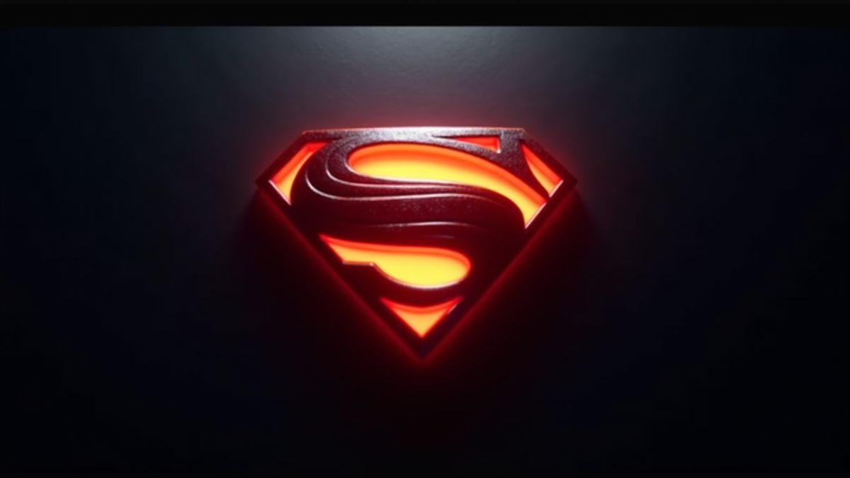 Emblème de Superman brillant sur un fond sombre