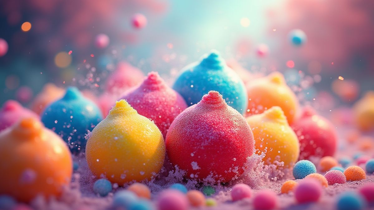 Bombas de caramelos con multiplicadores en un mundo de fantasía.