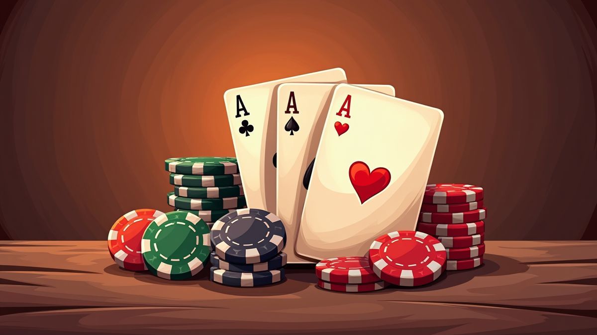 Cartas de póker y fichas con un tema del viejo oeste