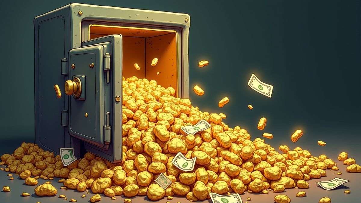 Safe voller Gold und Geldscheine