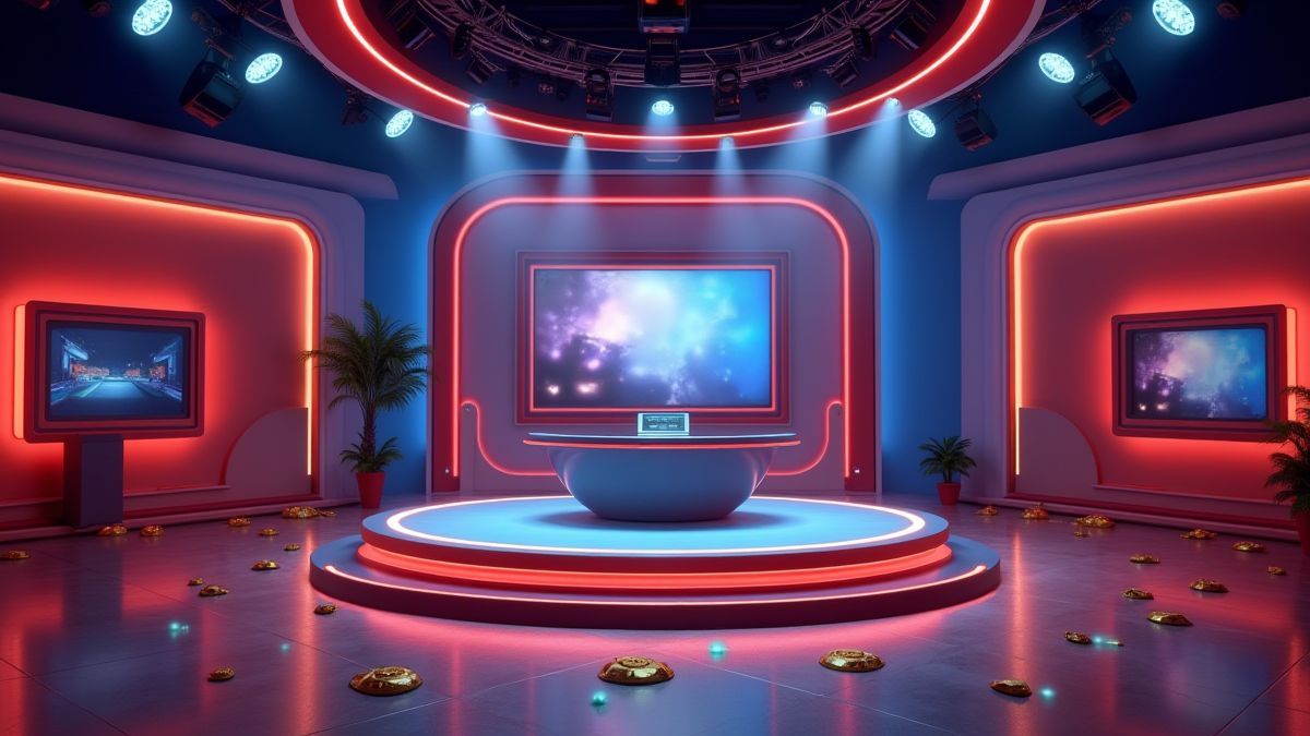 Estúdio de televisão com prêmios de luxo