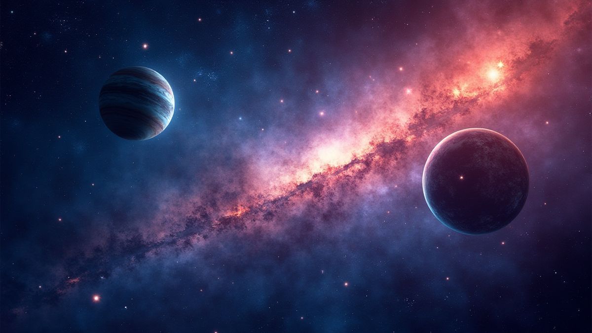 Una galaxia vibrante con estrellas y planetas