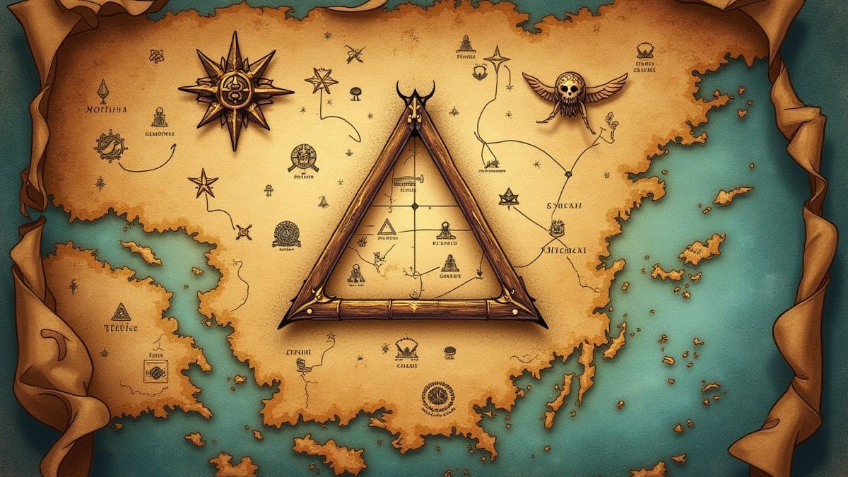 Carte au trésor avec des symboles mystérieux.