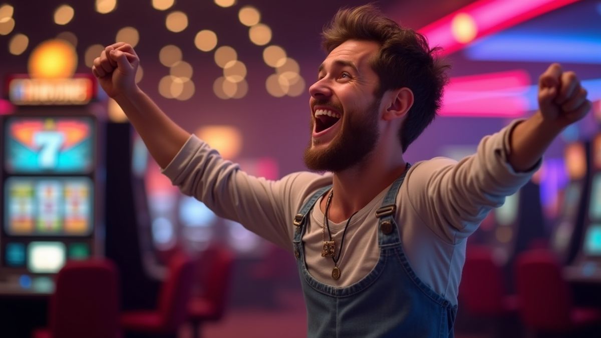 Player celebrating after activating a free spins bonus.