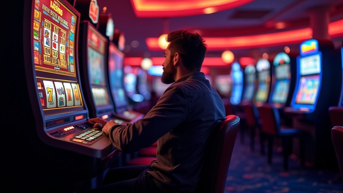 Spieler in einem Casino mit gotischer Dekoration.