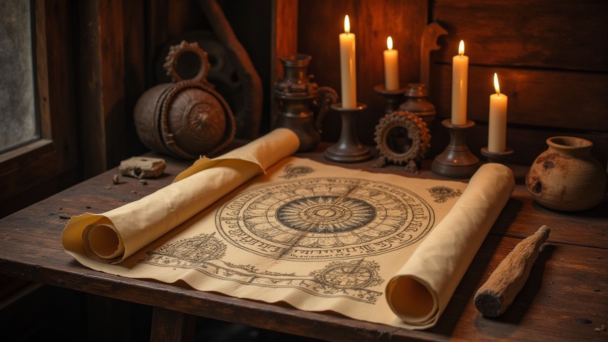 A Renaissance workshop filled with scrolls and gears.