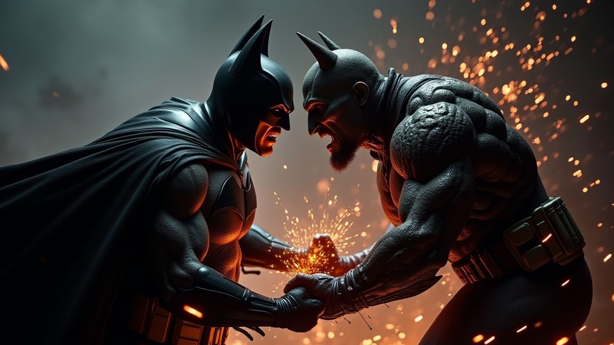 Epischer Kampf zwischen Batman und Bane.