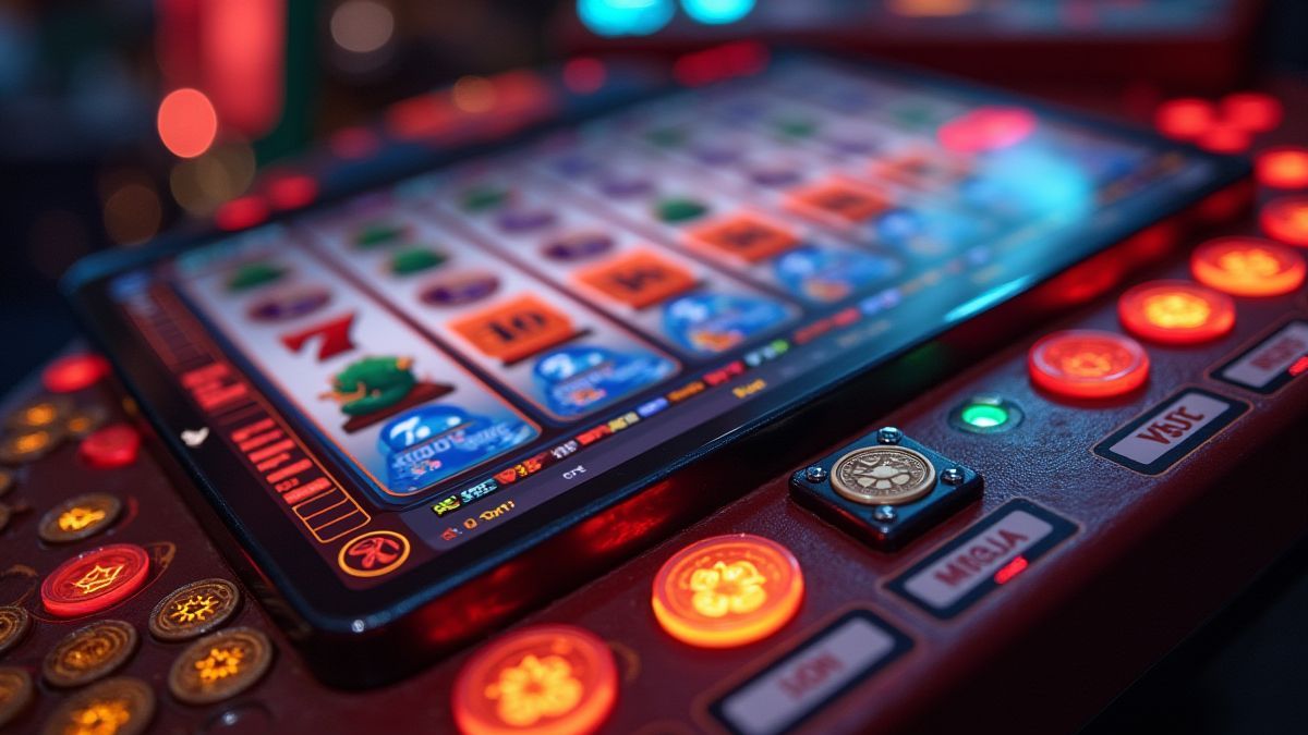 Controles de apuestas en una máquina tragamonedas.