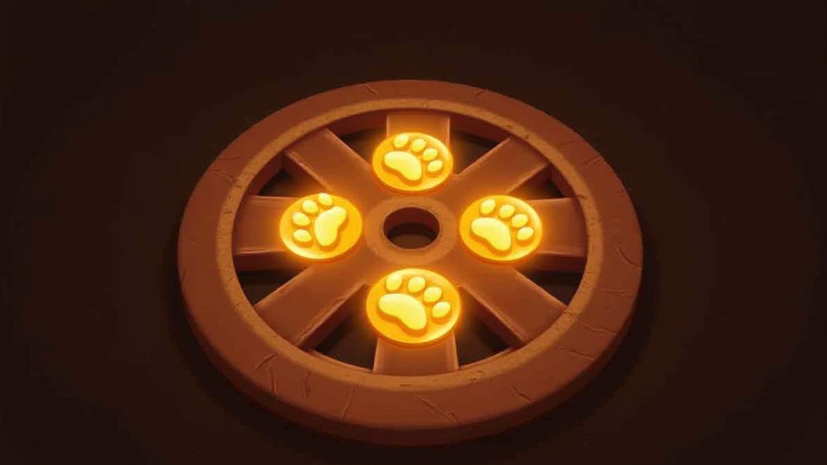 Huellas brillantes en un carrete de madera.