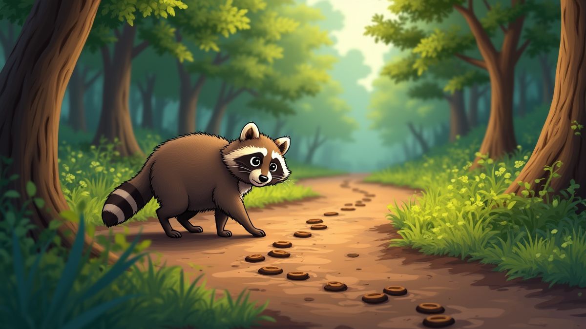 Un mapache dejando huellas en un camino lleno de barro.