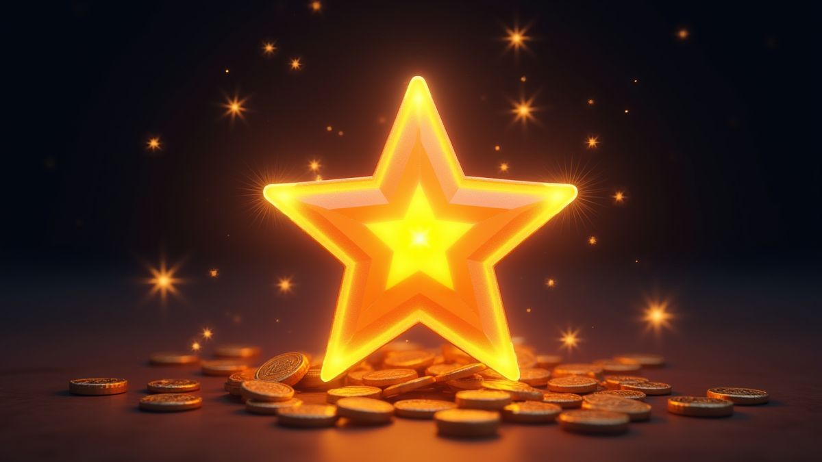 Una estrella brillante animada rodeada de destellos.