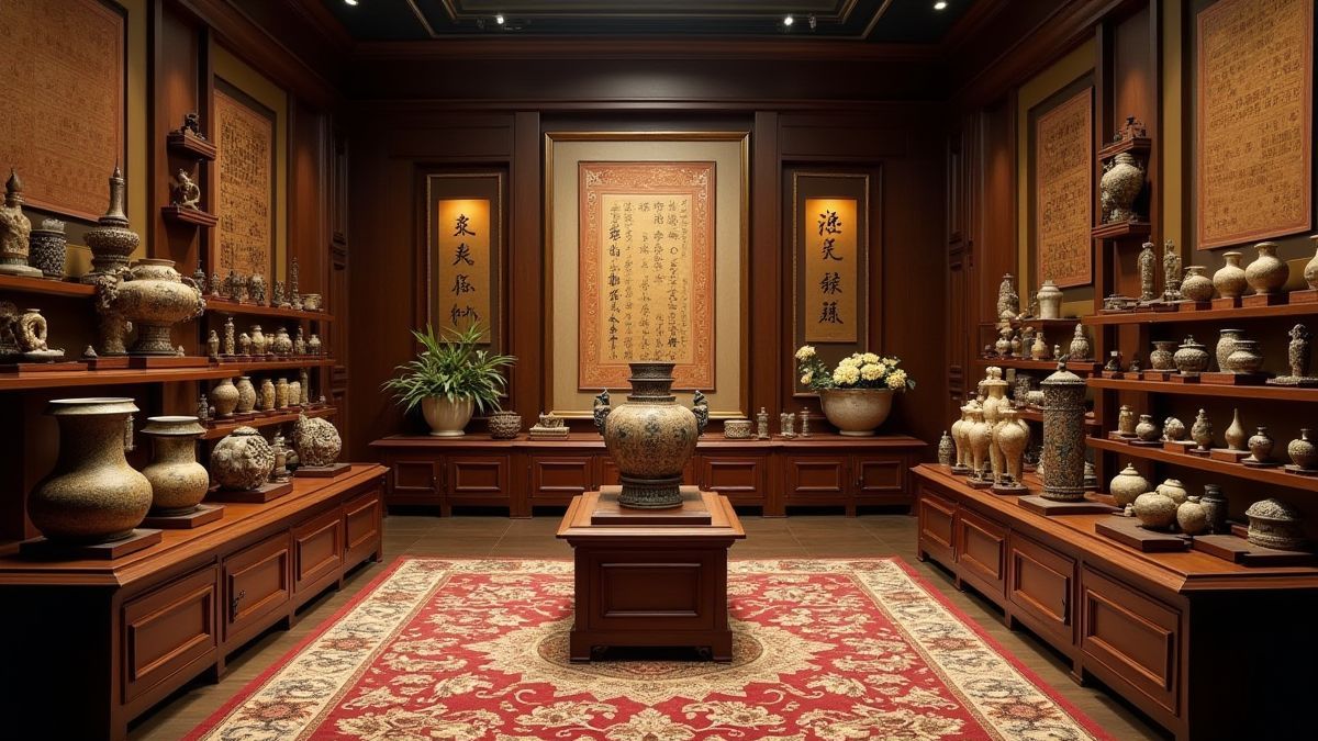 Schatzkammer mit alten chinesischen Artefakten.