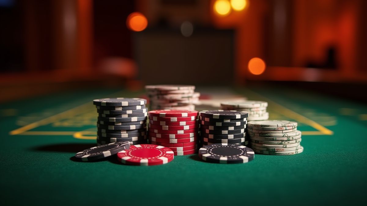 Casino table with chips and cash