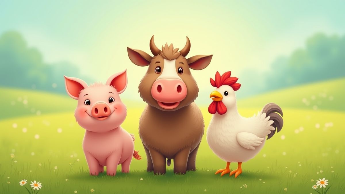 Boerderij dieren in een groene weide