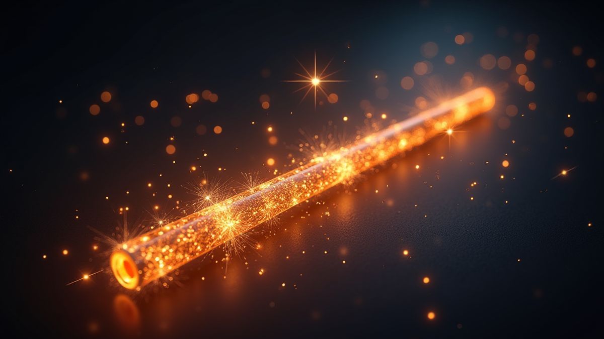 A magical flute surrounded by sparkles and musical notes.