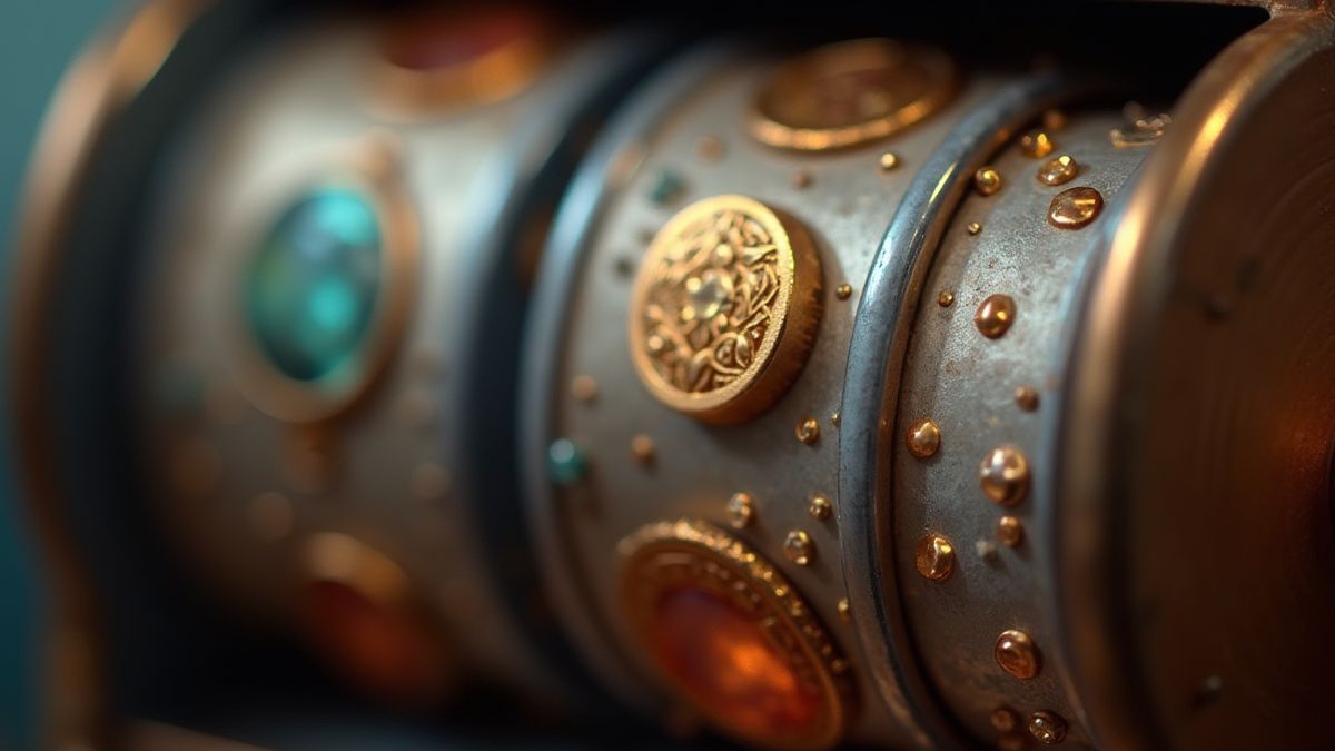 Carrete giratório com símbolos de diamantes e ouro.