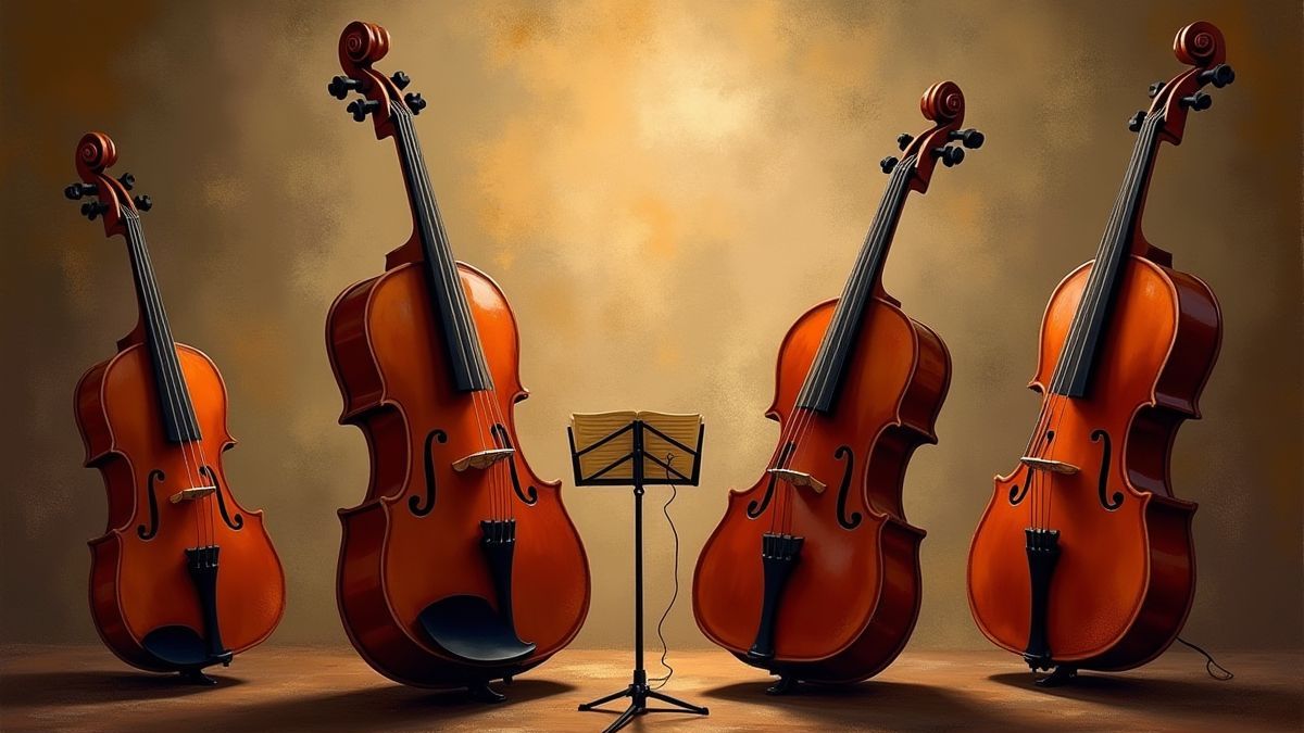 Chamber music scene with violins and cellos