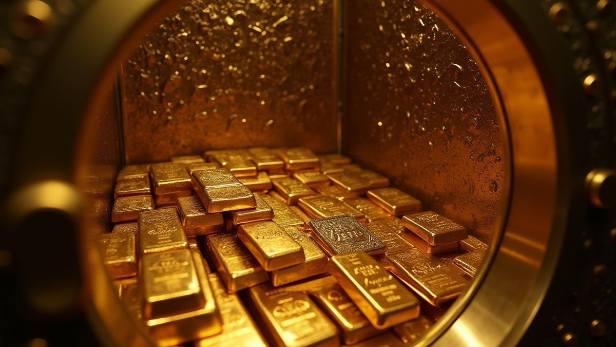 Une voûte de luxe pleine de barres d'or et d'argent.