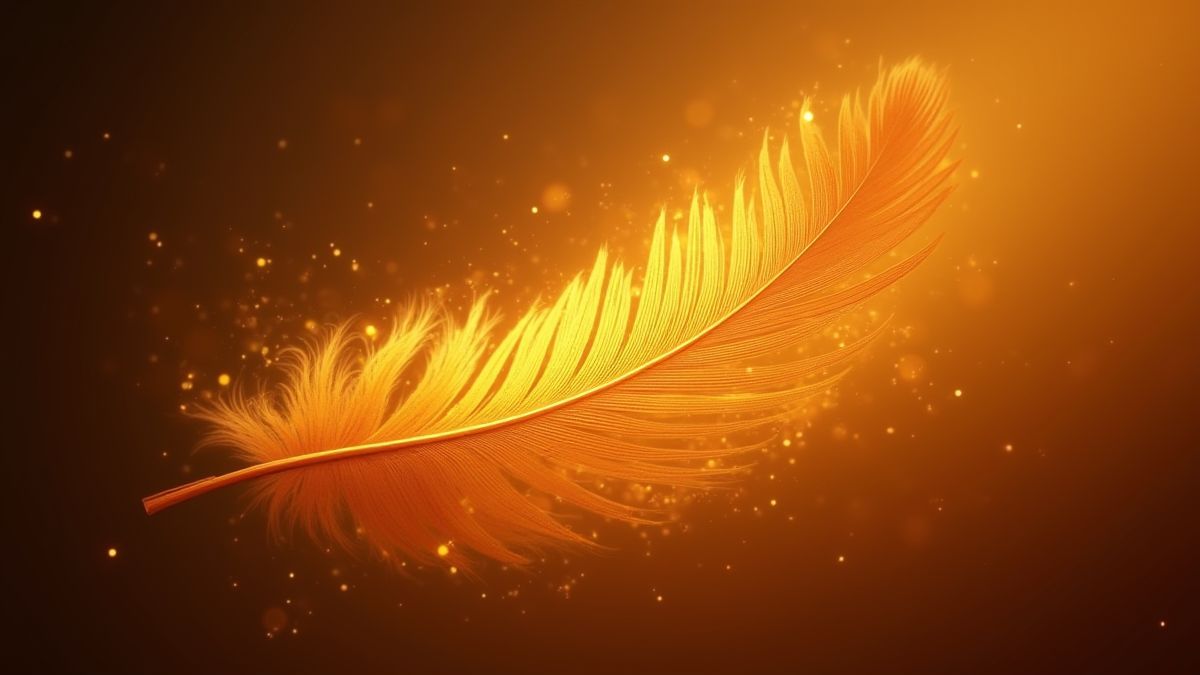 Pluma dourada iluminada, símbolo da slot.