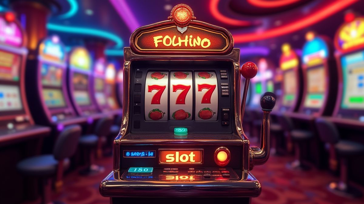 Machine à sous rétro dans un cadre de casino vibrant.
