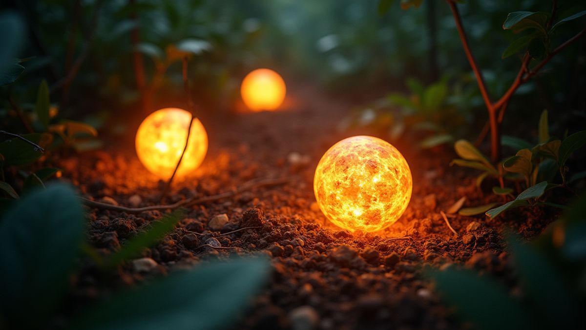 Glanzende scatter-symbolen in een jungle-omgeving.