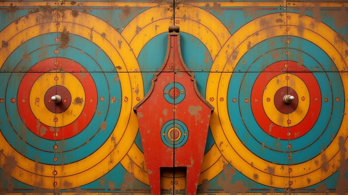 Vintage carnival shooting targets with colorful design.
