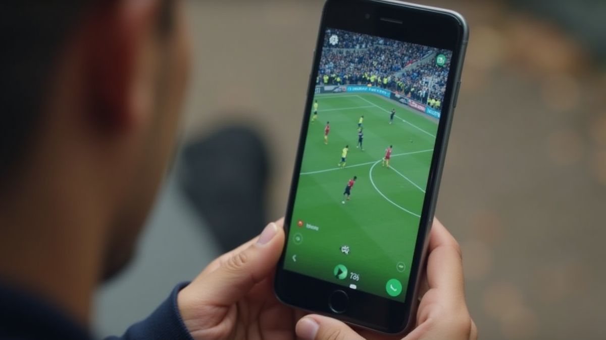 Una persona jugando una slot de fútbol en su móvil.