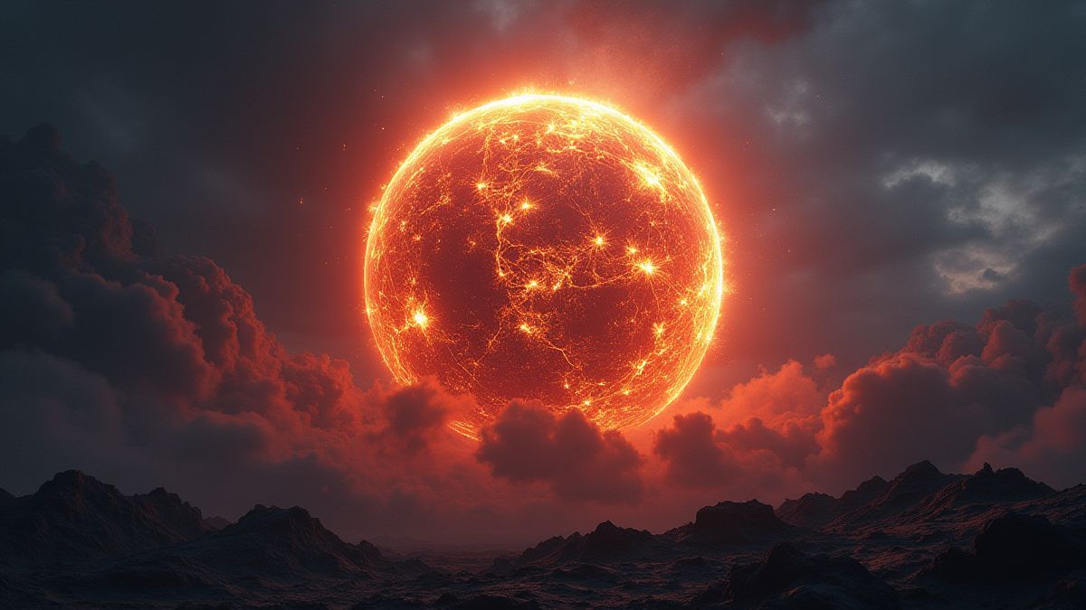 Planeta Cybertron con detalles futuristas y energía brillante.