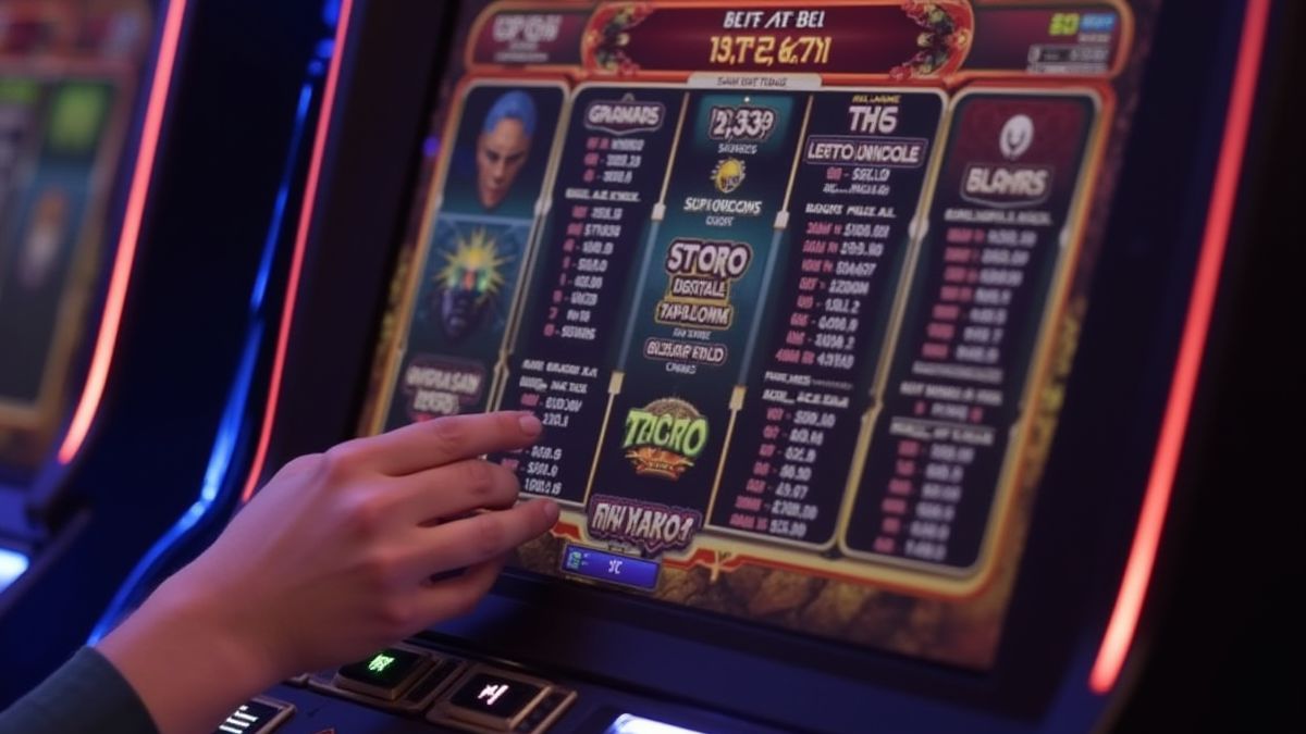 Joueur ajustant la configuration de mise sur une machine à sous.