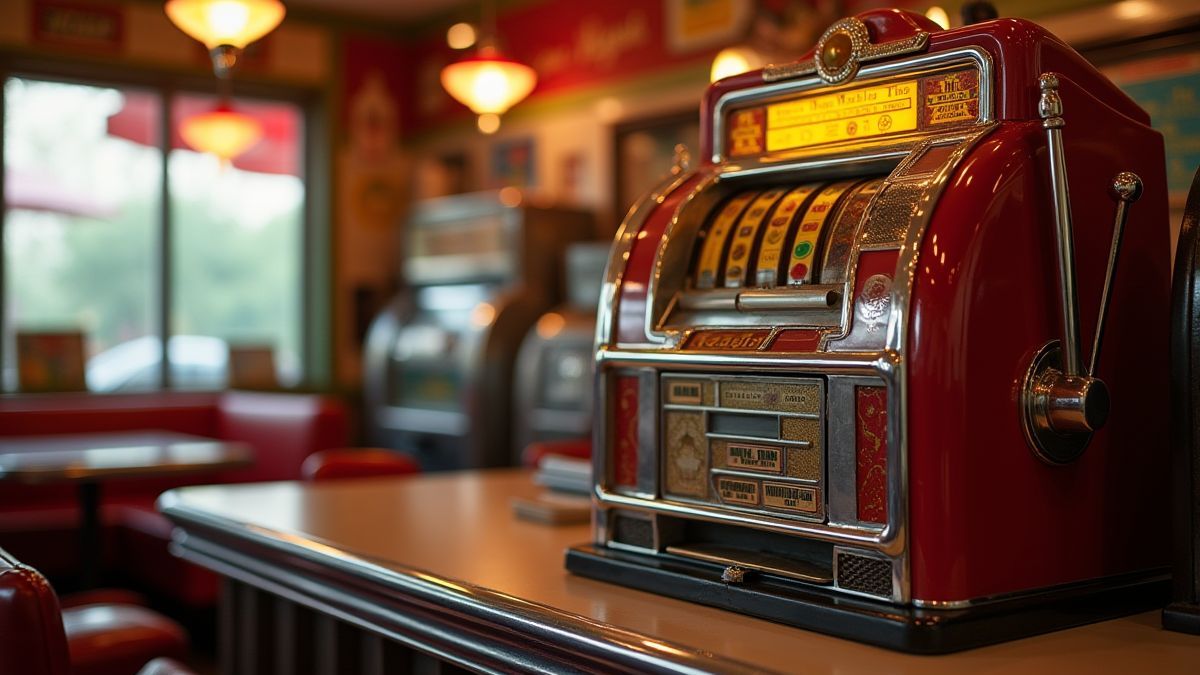Machine à sous vintage dans une ambiance américaine.